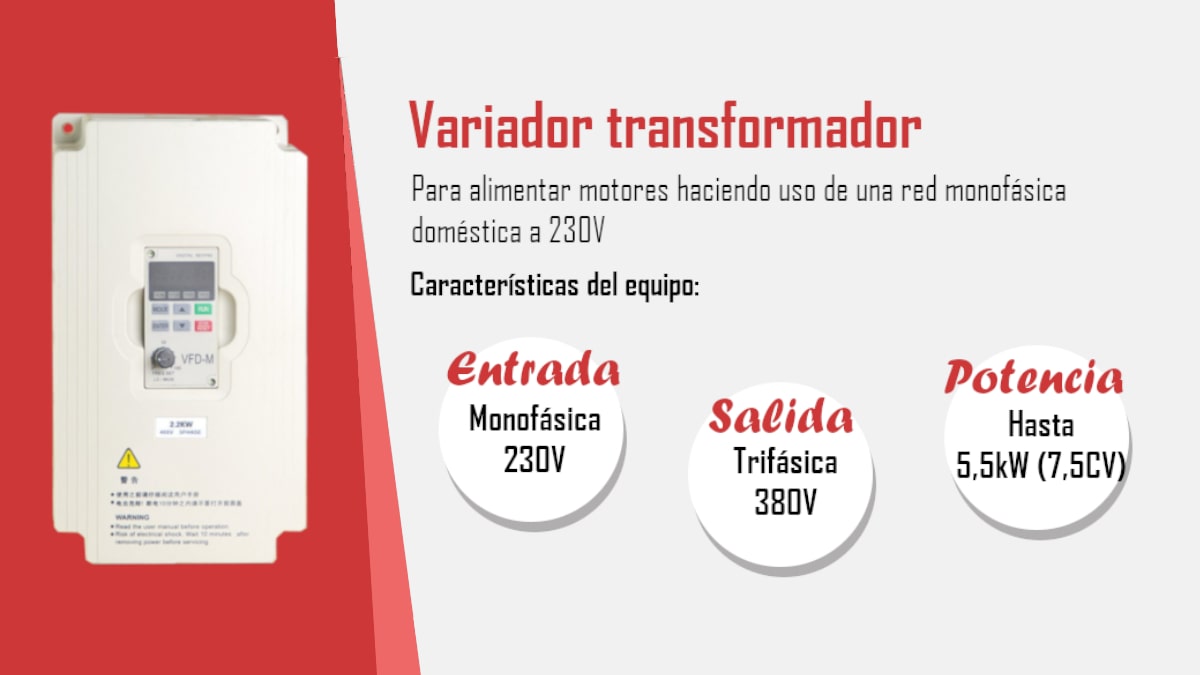 Variador transformador monofásico a trifásico 380V – Infografía